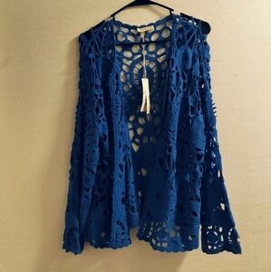 Crochet Wrap Top Blue /M